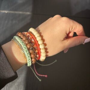 Multicolor Beaded and Woven Bracelet Stack